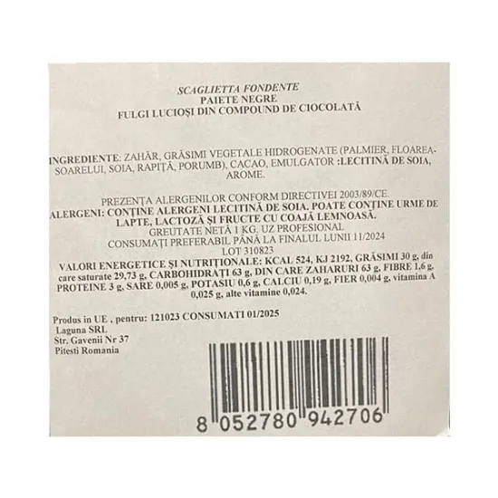 Paiete de ciocolata neagra, Scaglietta Fondente 1kg