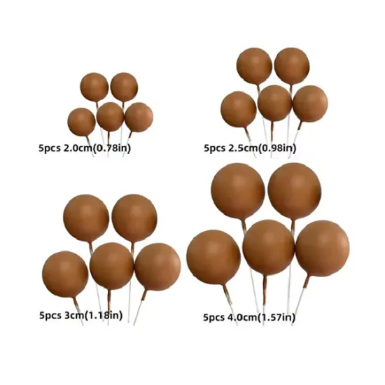 Set 20 sfere pentru decor tort, Maro mat