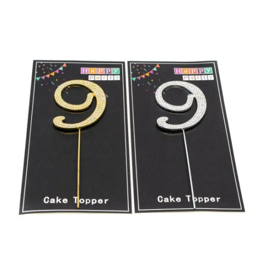 Toper "Cifra 9" auriu, cu strasuri