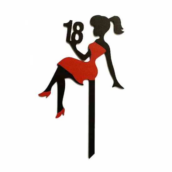 Toper tort "Silueta pentru Majorat", fata rosu