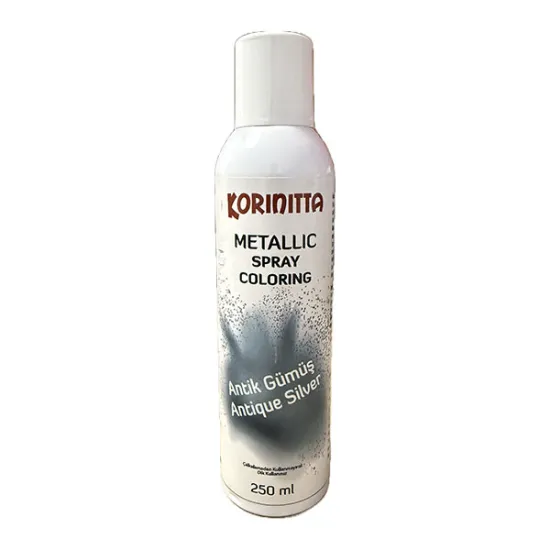 Colorant alimentar metalizat Spray 250 ML - Argintiu prafuit, Korinitta