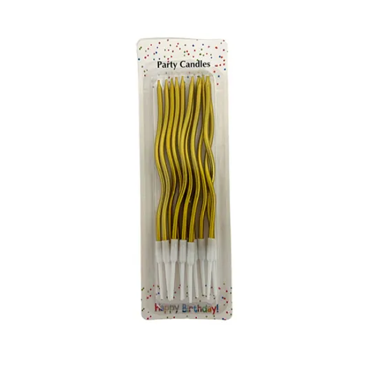 Lumanari ondulate pentru tort, aurii 15 cm (12 buc/1 set)