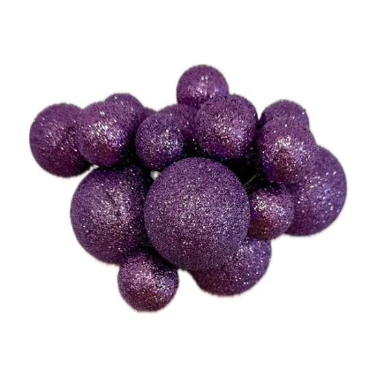Set 20 sfere pentru decor tort, Mov stralucitor (sclipici)