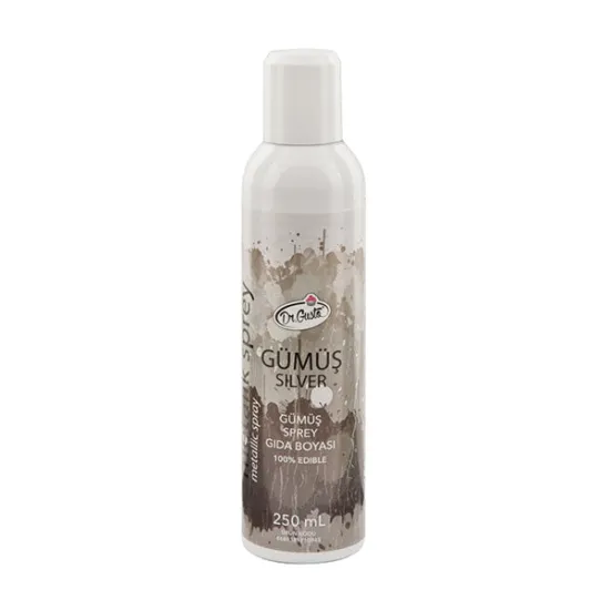 Colorant alimentar metalizat Spray 250 ML - argintiu / silver, Dr Gusto