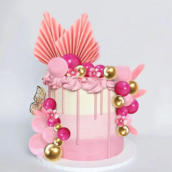 Set pentru ornat torturi – Roz, Alb & Auriu, 28 piese | Decor elegant pentru torturi aniversare, nuntă sau botez