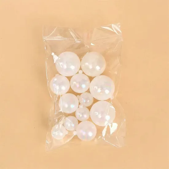 Set 12 bile decorative albe pentru tort – mini cake topper | Accesorii elegante pentru nuntă, botez, aniversare