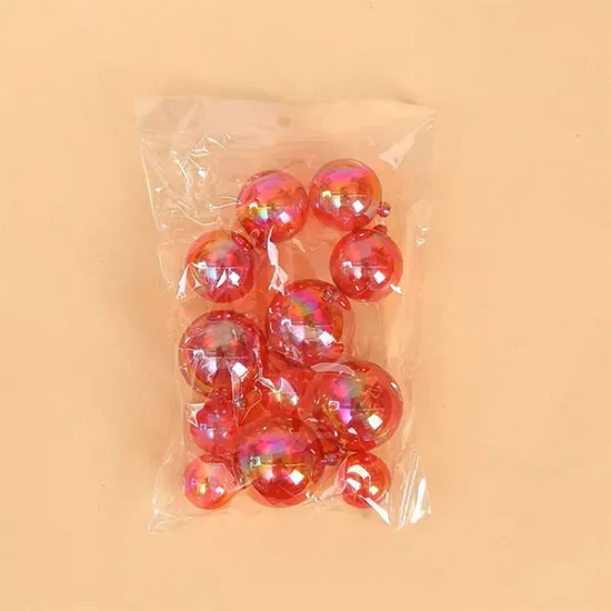 Set 12 bile decorative rosii pentru tort – mini cake topper | Accesorii elegante pentru nuntă, botez, aniversare