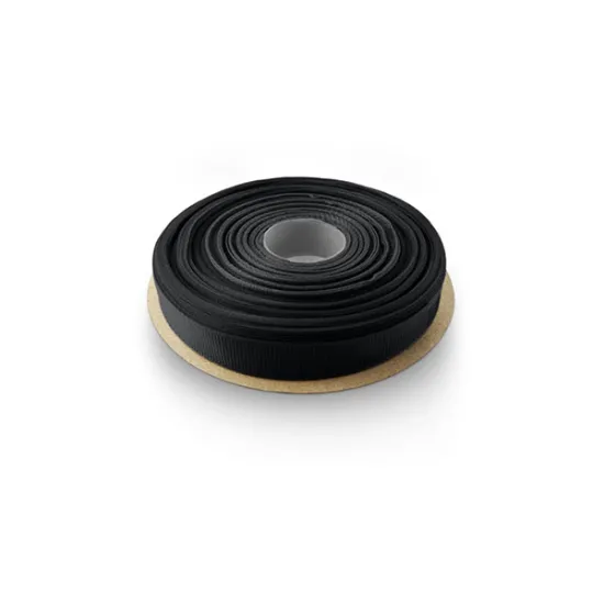 Panglică ripsată neagră, 1cm x 45m – rolă decorativă