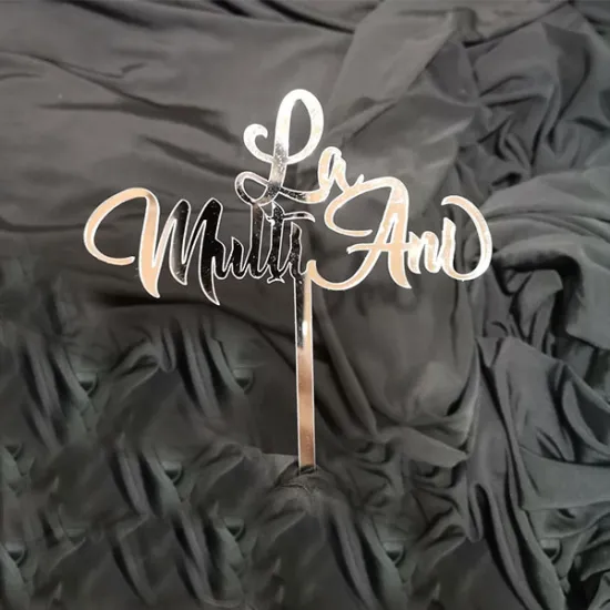 Toper tort "La multi ani", argintiu plexic