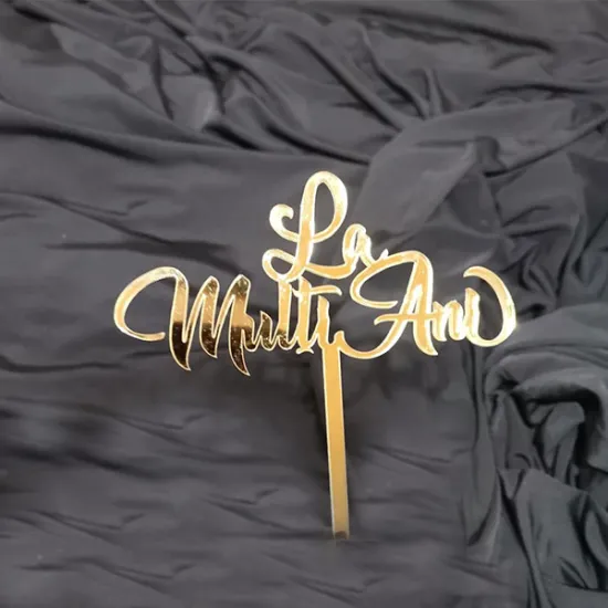 Toper tort "La multi ani", auriu - plexic