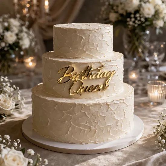 Toper tort "Birthday Queen", auriu - plexic