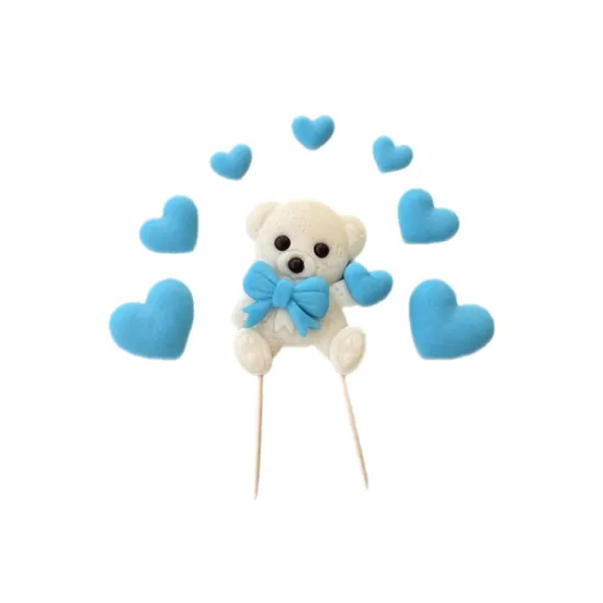 Decoratiuni din zahar – Ursulet cu inimi bleo