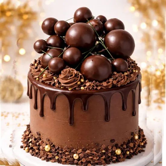 Set 20 sfere pentru decor tort, Maro inchis mat