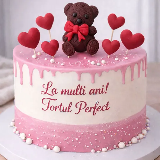 Decoratiuni din zahar – Ursulet cu inimi rosii