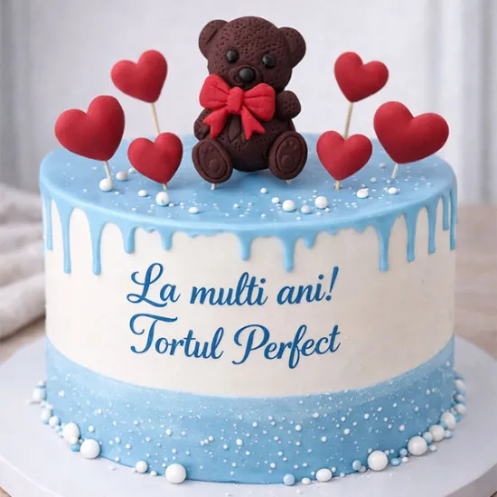 Decoratiuni din zahar – Ursulet cu inimi rosii