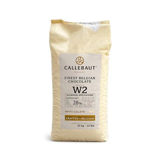 Callebaut W2 – bănuți din ciocolată albă Belgiană 28% cacao, 10 kg