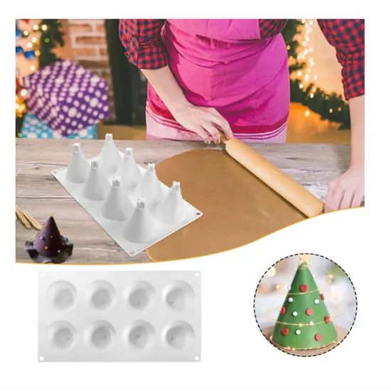 Mulaj pentru prăjituri – 8 forme de Crăciun din silicon (29.5 × 17.2 × 7 cm)