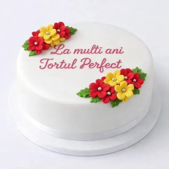 Flori din pastă de zahăr roșii și galbene pentru decor tort – set 20 buc