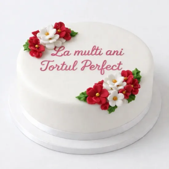 Flori din pastă de zahăr roșii și albe pentru decor tort – set 20 buc