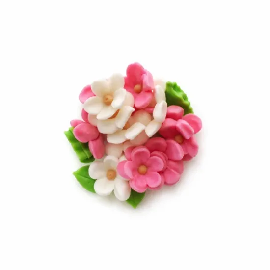 Flori din pastă de zahăr roz și albe pentru decor tort – set 20 buc