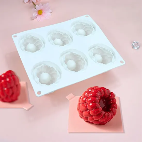 Mulaj silicon 3D tip zmeură – 6 cavități pentru mousse și deserturi moderne