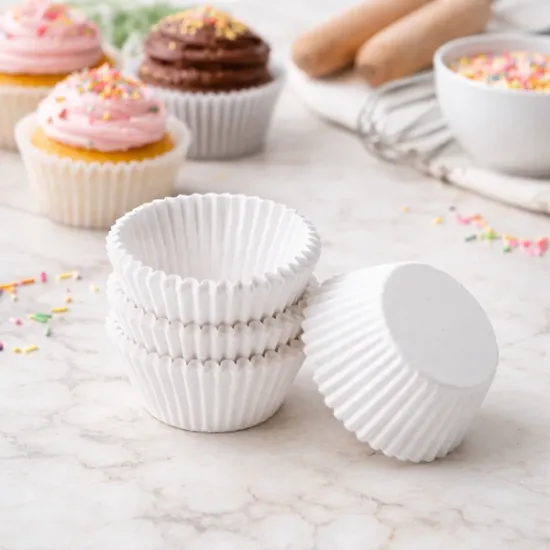 Set 2000 chese brioșe din hârtie albă 5x3 cm – coșulețe cupcake rezistente pentru copt