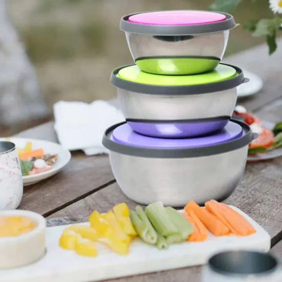 Set 3 boluri inox cu capace 12/14/16 cm – pentru preparare si depozitare