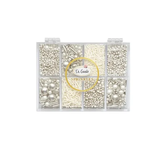 Sprinkles Perlate Alb & Argintiu Premium – Mix Decor Torturi și Deserturi 200g