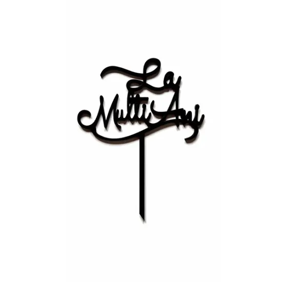 Topper pentru decor tort "La multi ani", negru