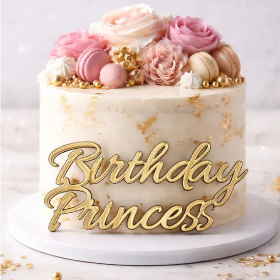 Toper tort "Birthday Princess", auriu - plexic