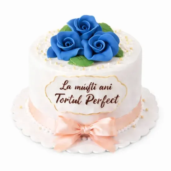 Trandafiri din pastă de zahăr albastri – decor elegant pentru tort | Tortul Perfect