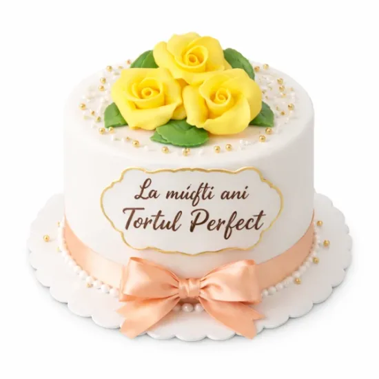 Trandafiri din pastă de zahăr galbeni – decor elegant pentru tort | Tortul Perfect