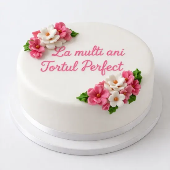 Flori din pastă de zahăr roz și albe pentru decor tort – set 20 buc