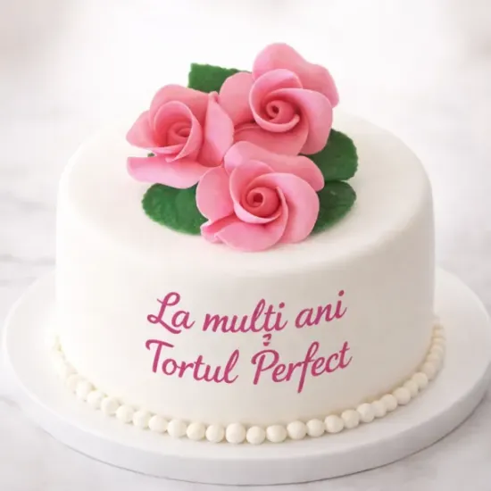 Trandafiri din pastă de zahăr roz – decor elegant pentru tort | Tortul Perfect