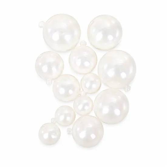 Set 12 bile decorative albe pentru tort – mini cake topper | Accesorii elegante pentru nuntă, botez, aniversare