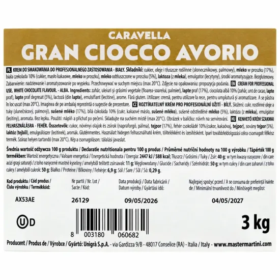 Crema tartinabila cu ciocolata alba Master Martini Gran Caravella 3 kg