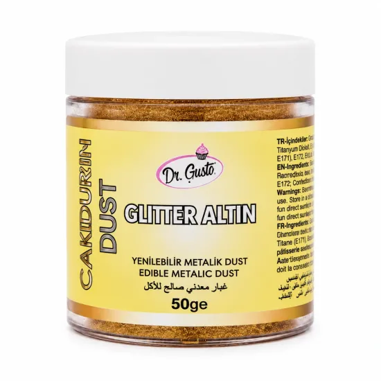 Colorant auriu alimentar pudra metalizat, Glitter GOLD 50g, Dr Gusto