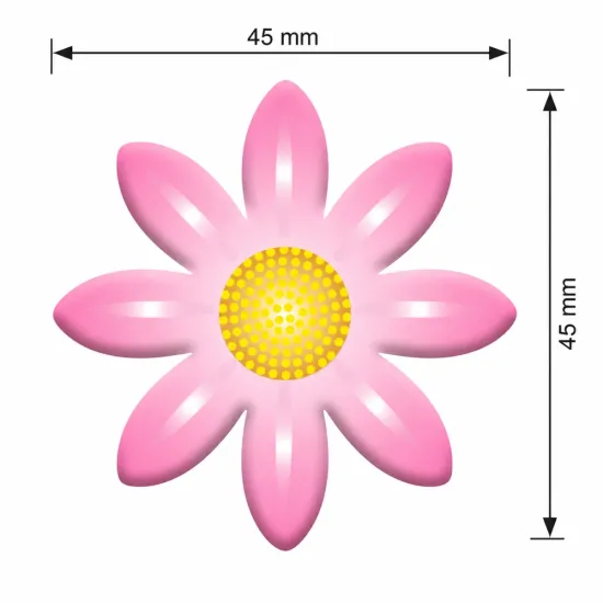 Decor din ciocolată Floare Roz, 45 mm pentru torturi și deserturi | Korinitta