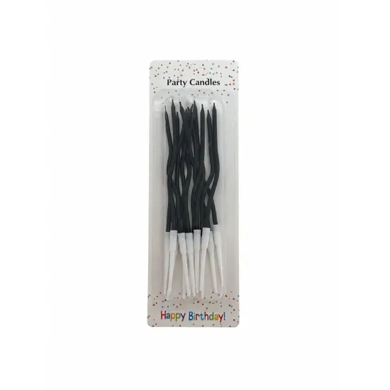 Lumanari spiralate pentru tort, negre 15 cm (12 buc/1 set)
