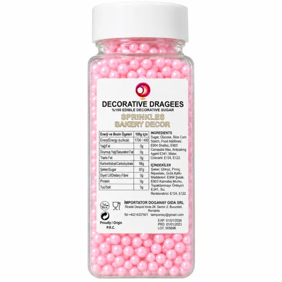 Perle de zahar roz sidef 4 mm, 100g DGN
