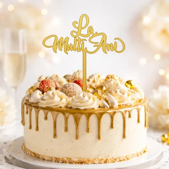 Topper tort "La multi ani", auriu