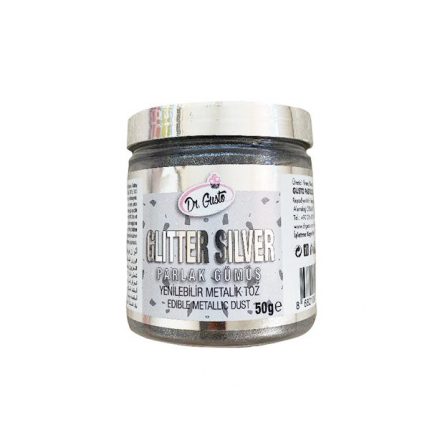 Colorant argintiu alimentar pudra metalizat GLITTER SILVER 50g, Dr Gusto