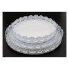 Platou din metal alb rotund dantelat, set 3 buc