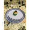 Platou din metal alb rotund dantelat, set 3 buc