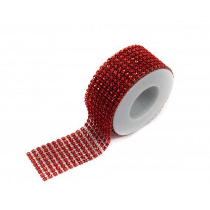 Stras panglica 4 cm / 3 m, rosu