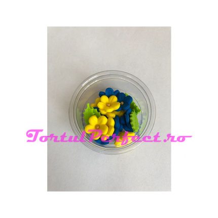 Flori albastr/galb din pasta de zahar