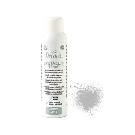 colorant alimentra spray argintiu metalizat Decora
