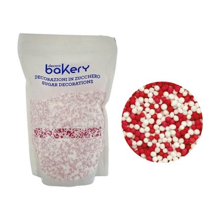 perle de zahar alb cu rosu 1.5mm Decora
