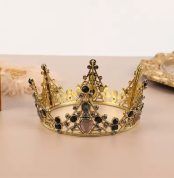 coronita aurie cu perle negre topper tort